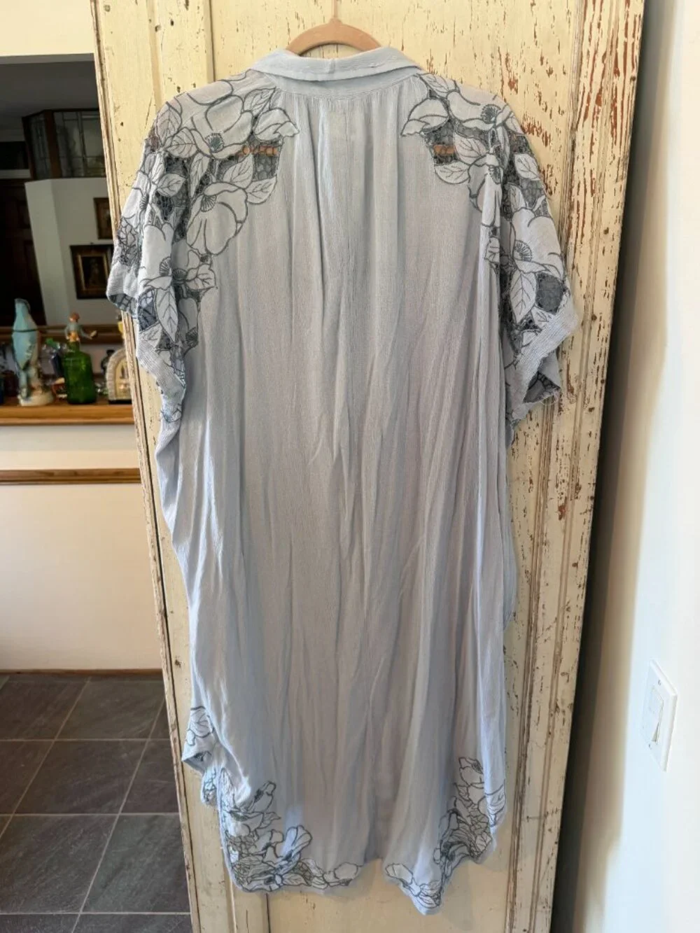 FREE PEOPLE CUT IT OUT EMBROIDERED SHIRT DRESS